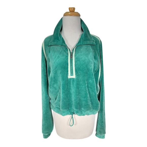 Free People Movement Half Zip Sweater Corduroy Fleece Pullover Small Drawstring - Picture 1 of 15